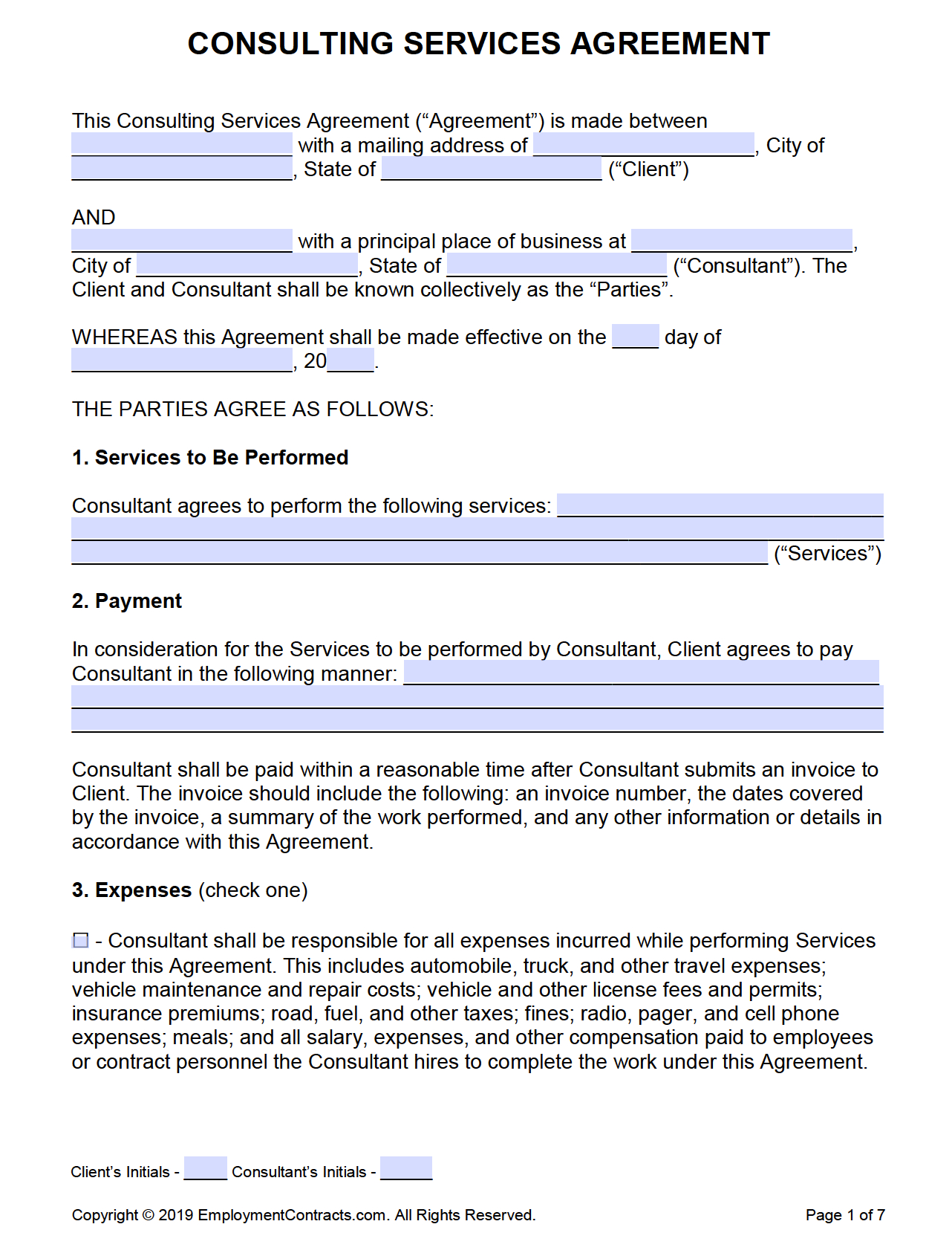 Consulting (Service) Agreement Template | Pdf | Word regarding Consulting Contract Sample Template