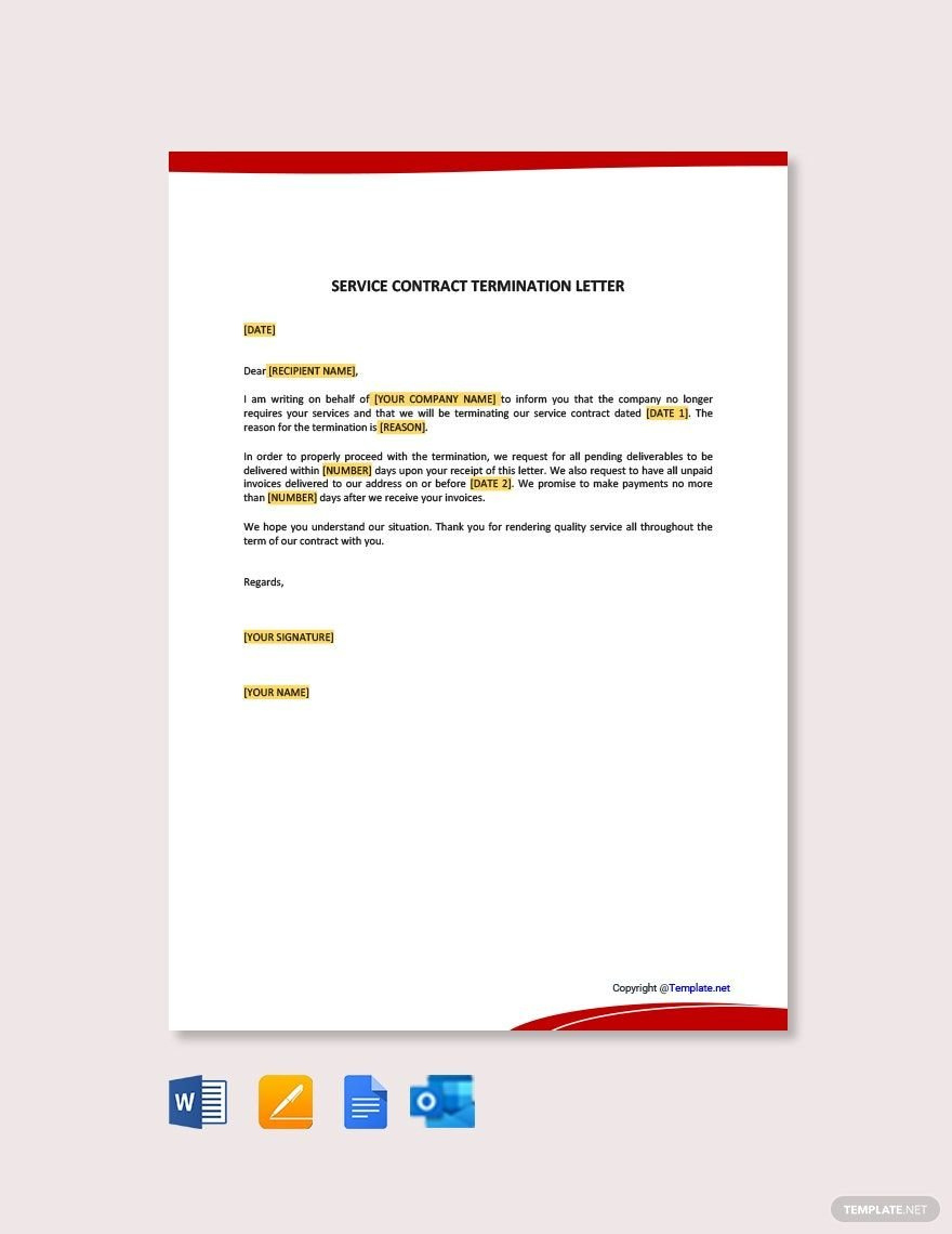 Contract Termination Letter Templates In Pdf - Free Download intended for Contract Termination Letter Template Sample