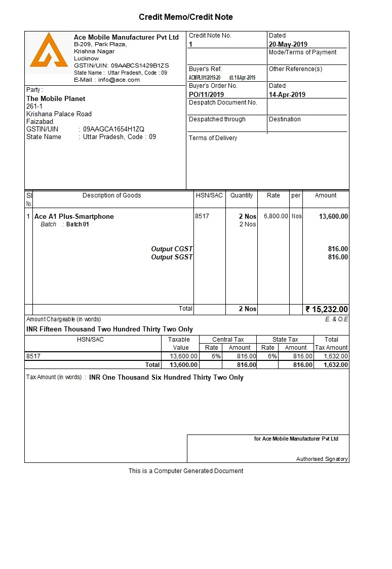 Credit Memo - Definition, Format, Scenarios &amp;amp; Example| Tally Solutions intended for Credit Memo Sample Template