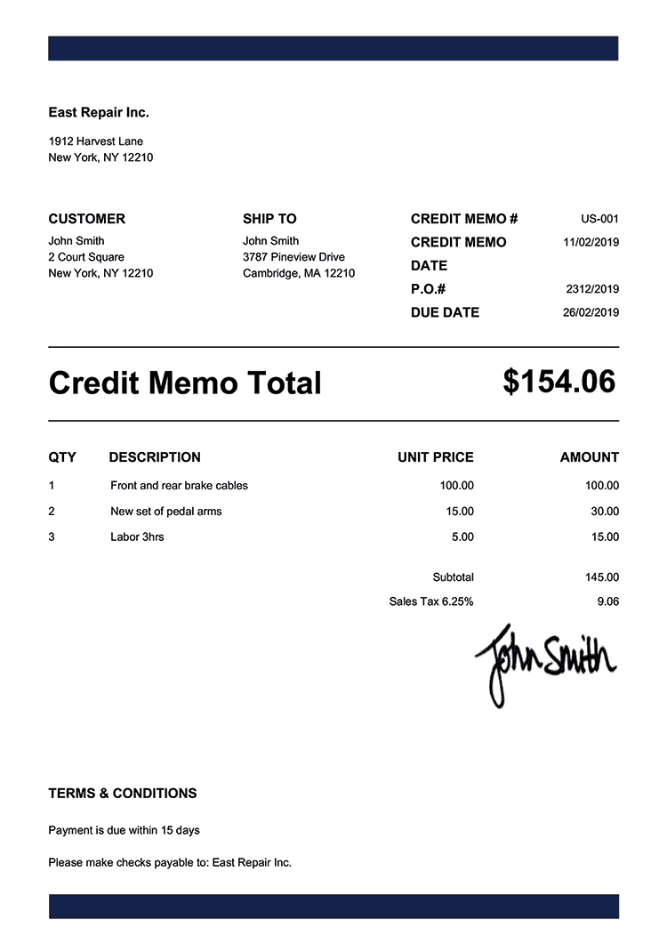 Credit Memo Templates | Quickly Create Credit Memos within Credit Memo Sample Template