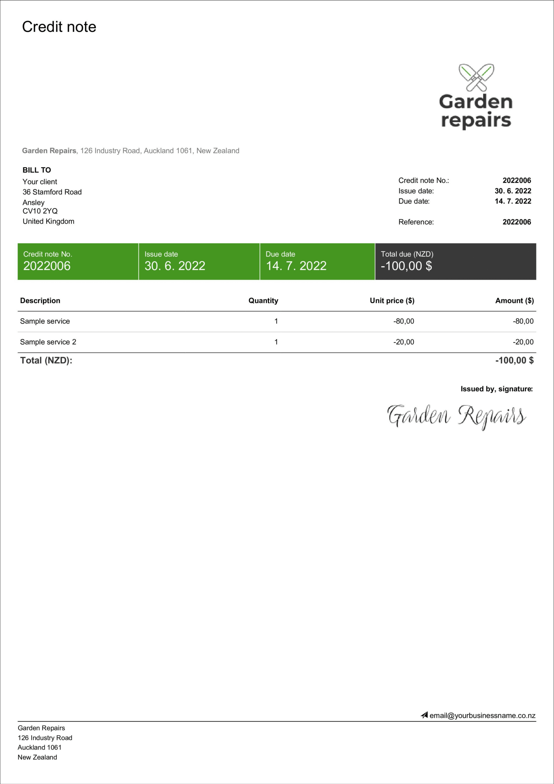 Credit Order Templates Made Easy - Free &amp;amp; Editable | Billdu regarding Credit Note Sample Template