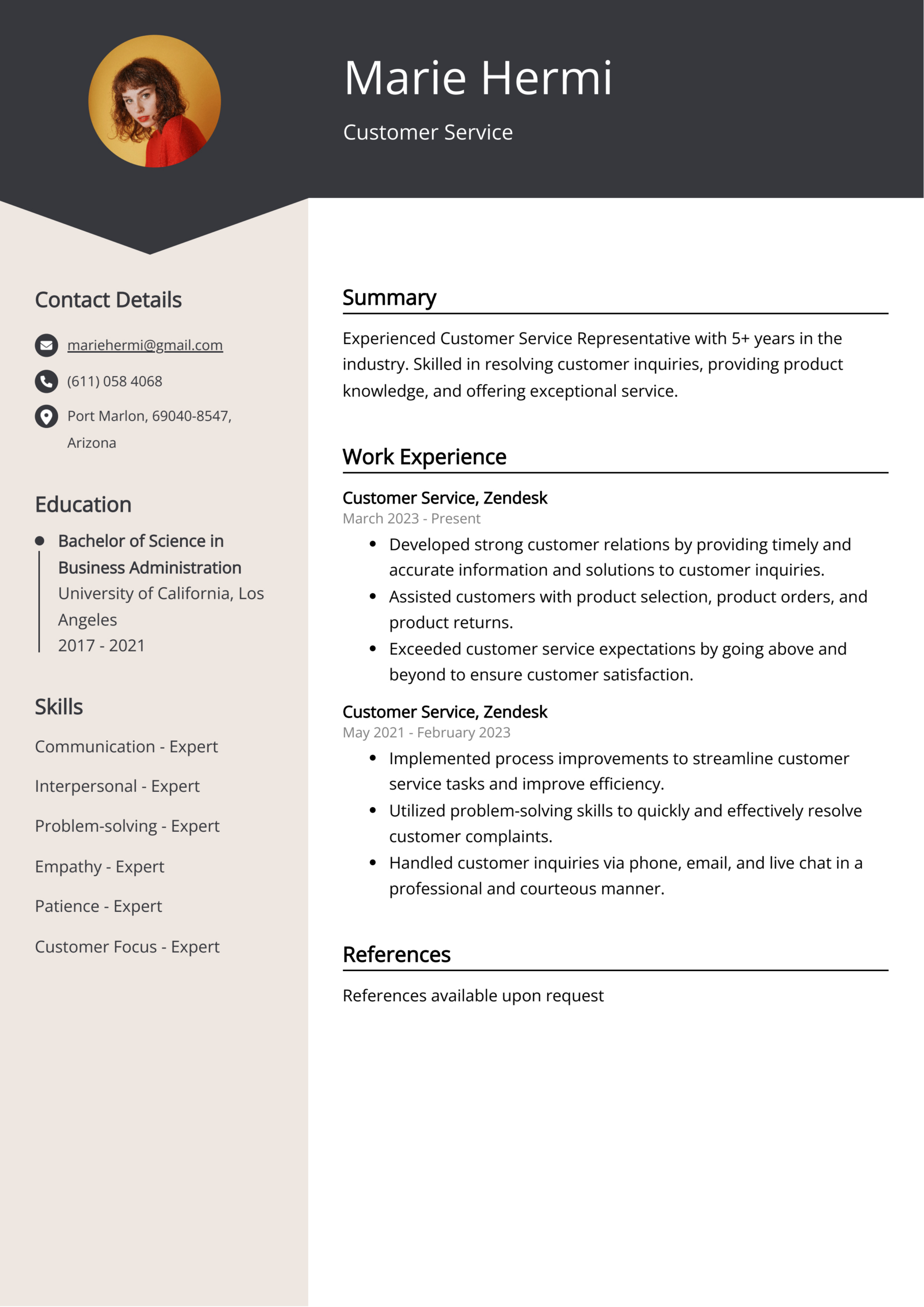 Customer Service Cv Example For 2024 (Skills &amp;amp; Templates) in Customer Service Resume Template Sample