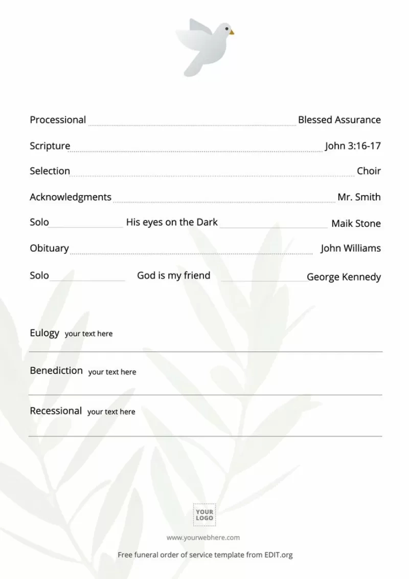 Customize A Free Funeral Program Template for Funeral Program Template Sample