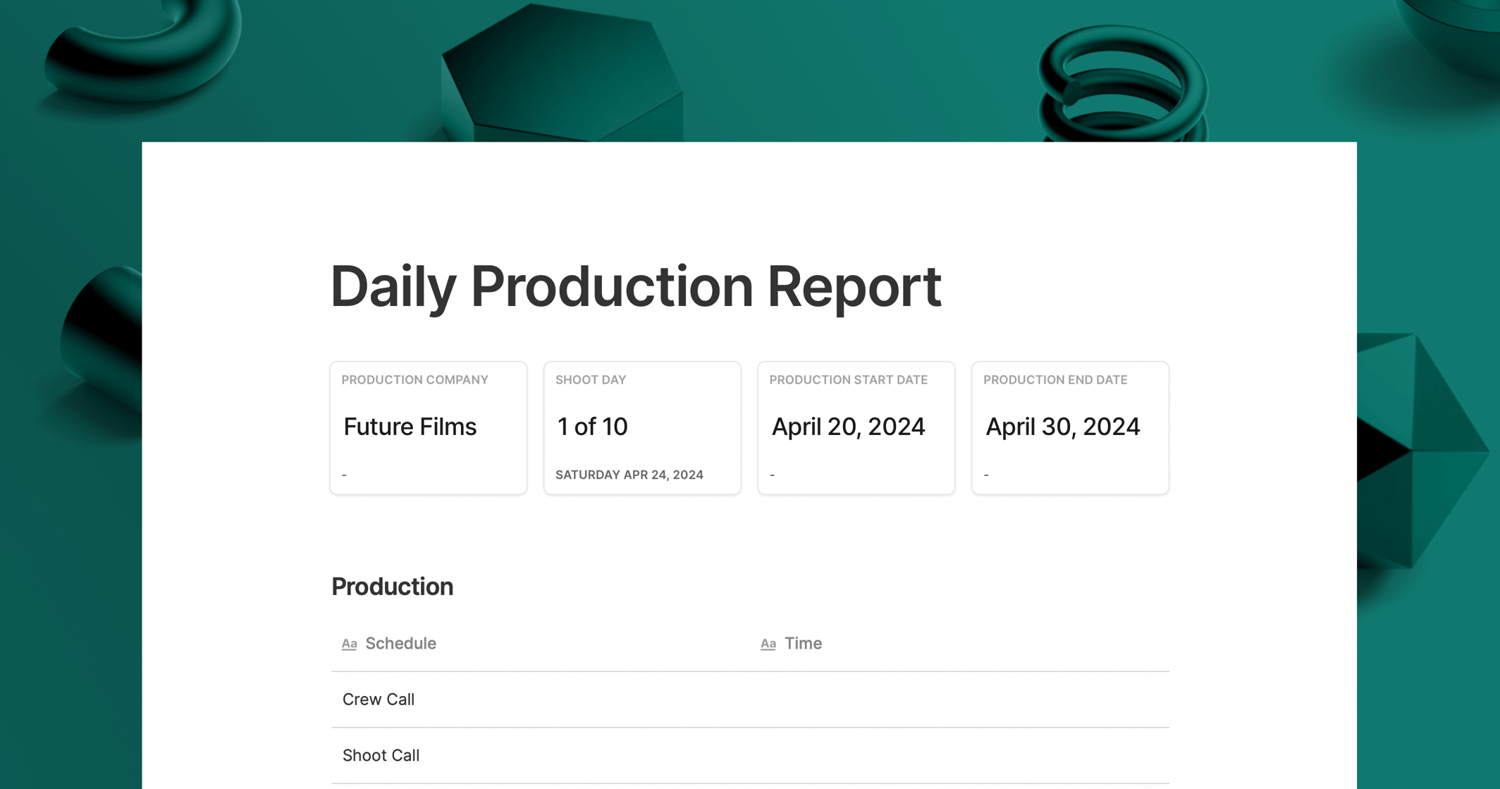 Daily Production Report Template | Assemble with regard to Production Report Sample Template