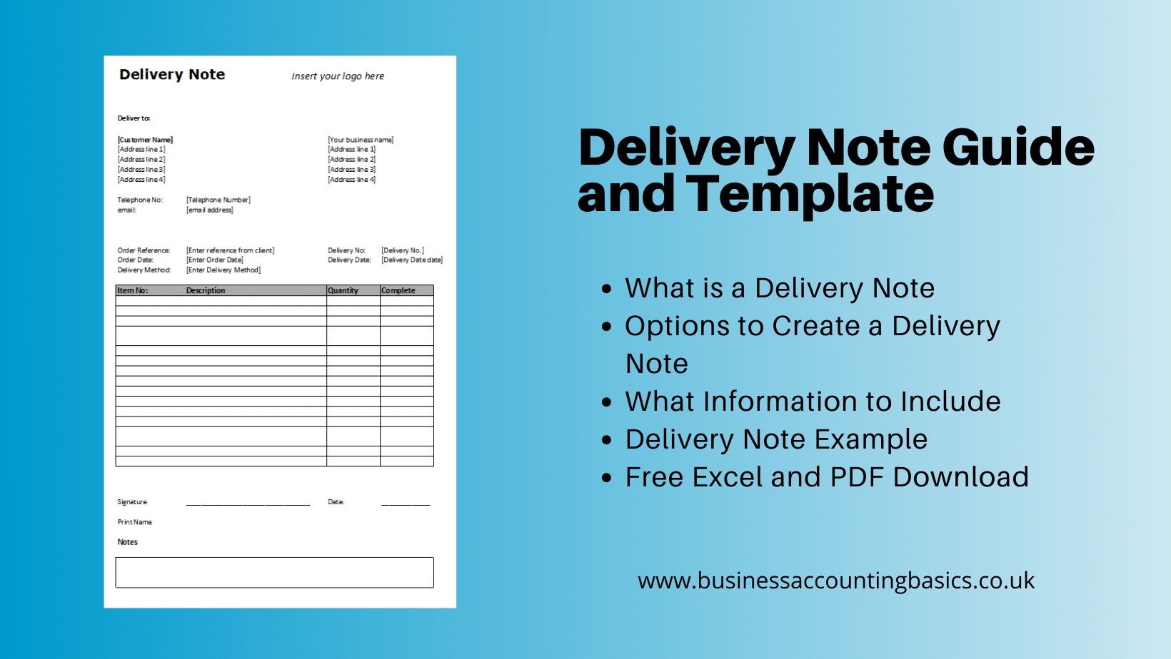 Delivery Note Template Guide And Free Download In Excel for Delivery Order Sample Template