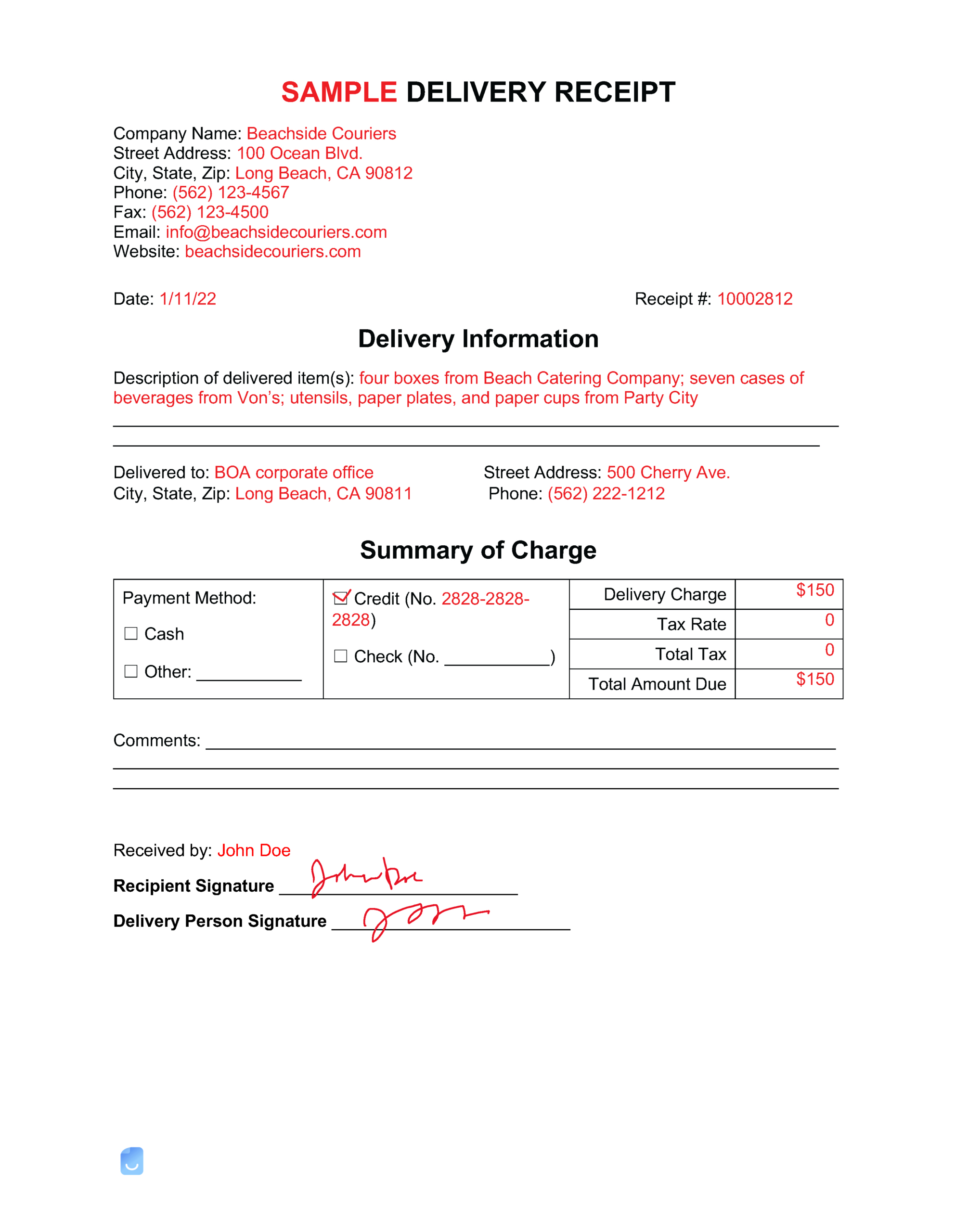 Delivery Receipt Template | Invoice Maker throughout Delivery Receipt Template Sample