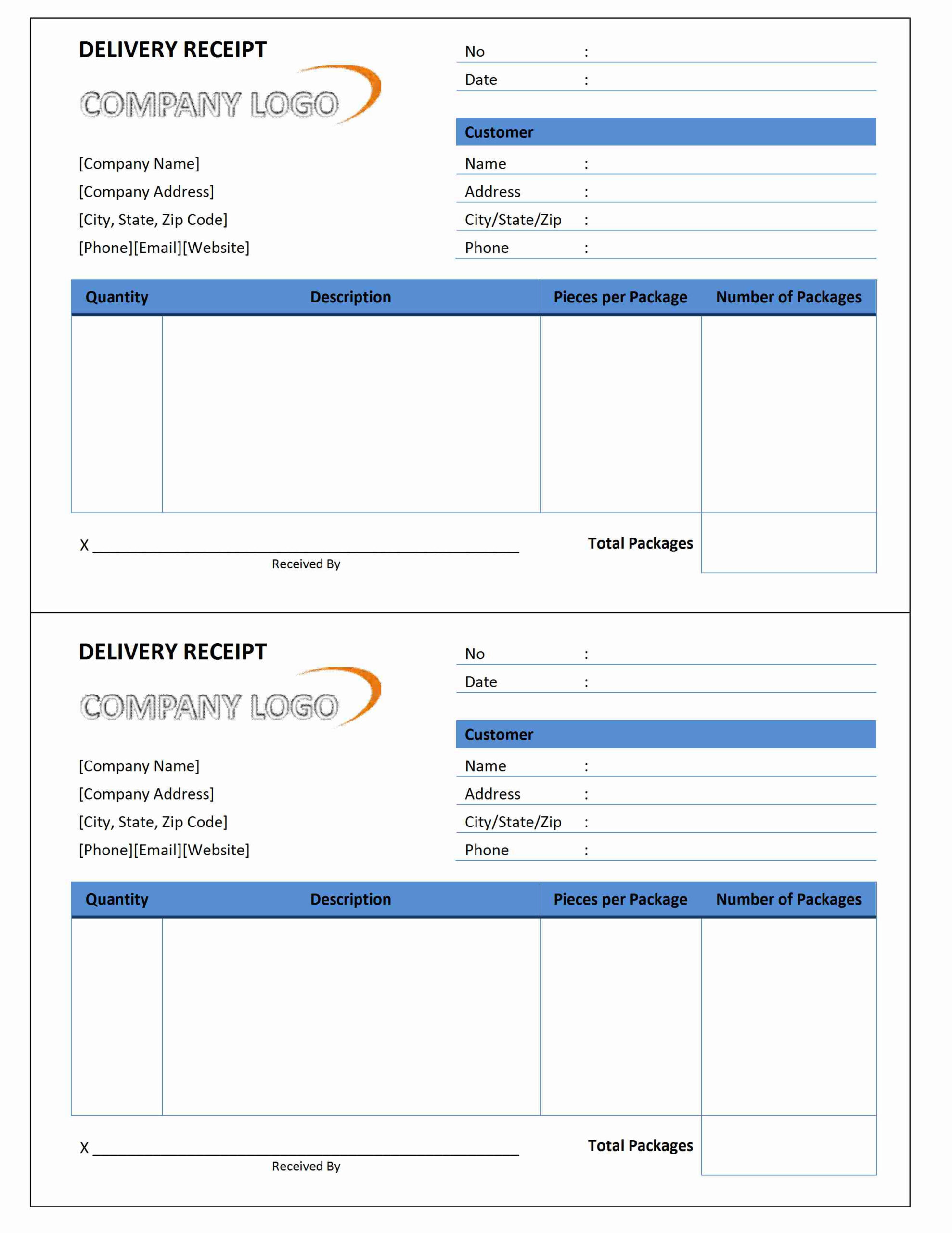 Delivery Receipt throughout Delivery Receipt Template Sample