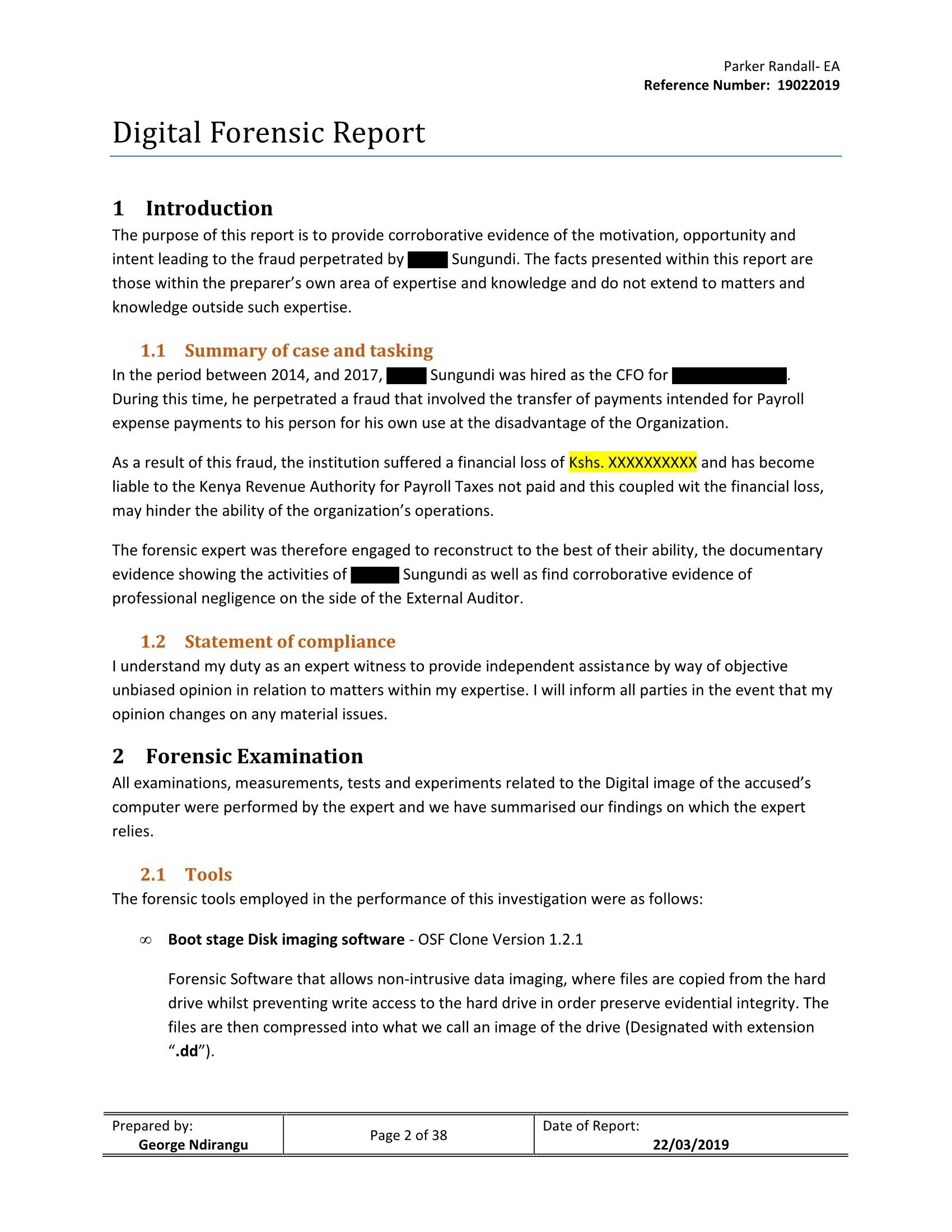 Digital Forensic Report- Sample - With File Html_Redacted throughout Forensic Report Sample Template