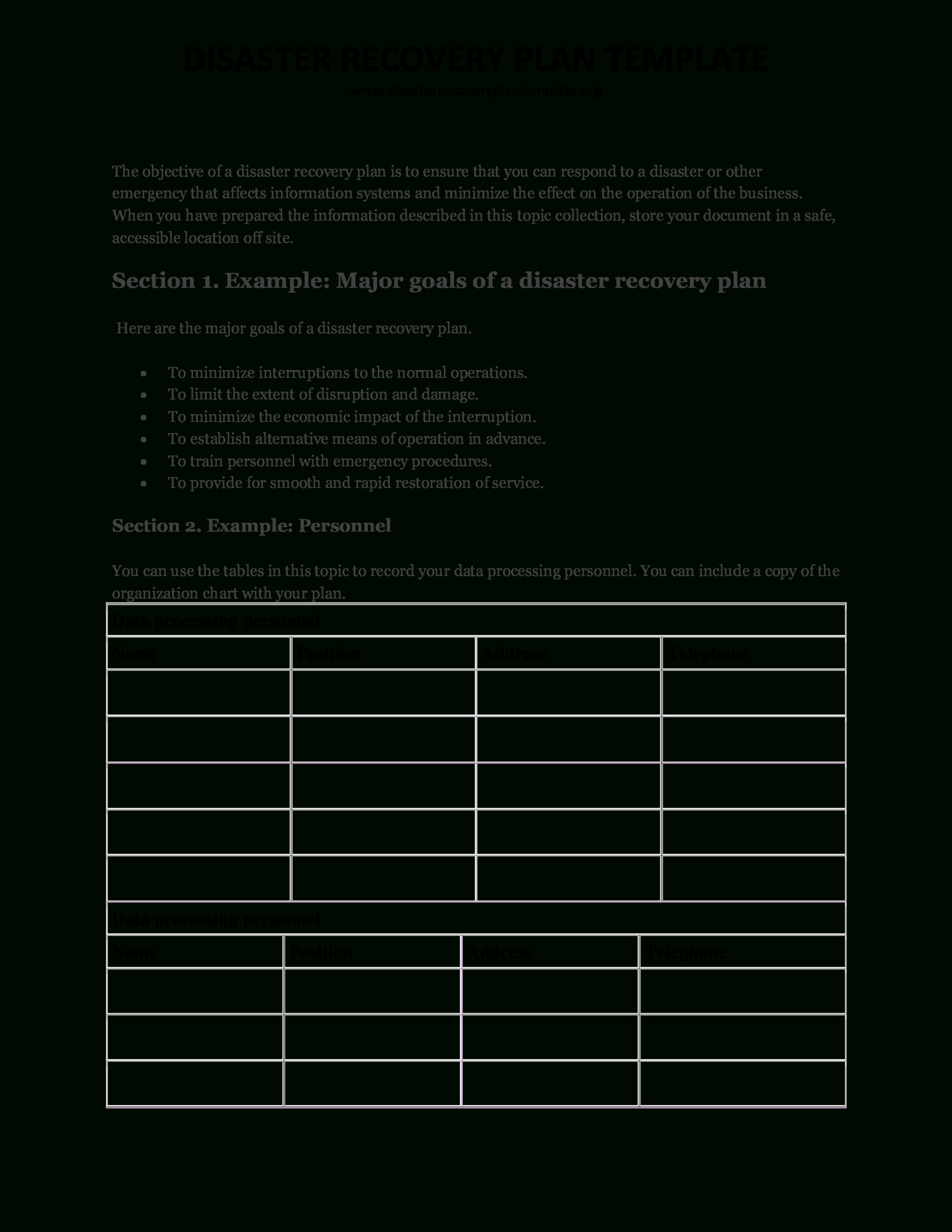 Disaster Recovery Plan Template | Templates At with regard to Disaster Recovery Plan Template Sample