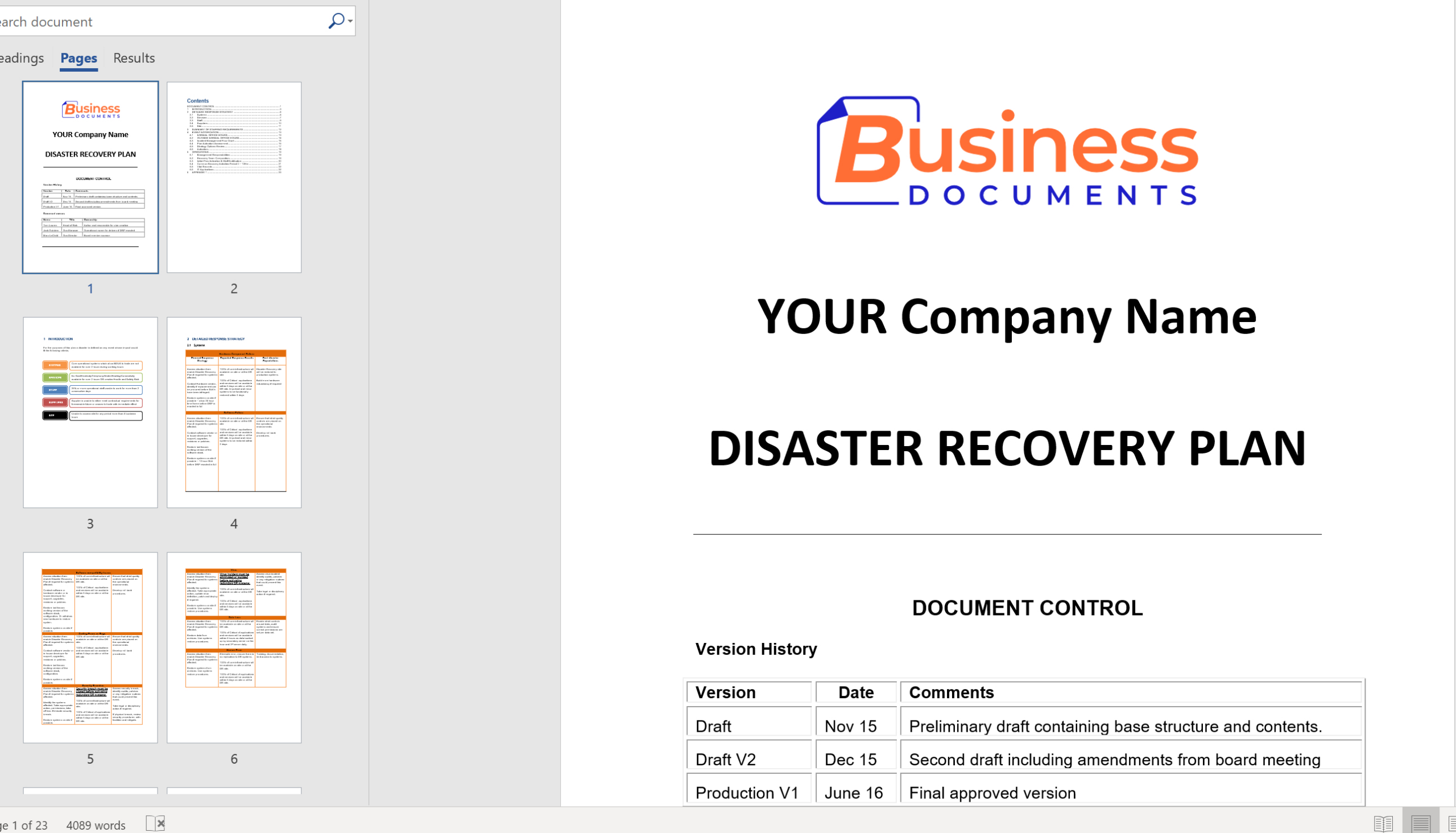 Disaster Recovery Principal Plan Template intended for Disaster Recovery Plan Template Sample