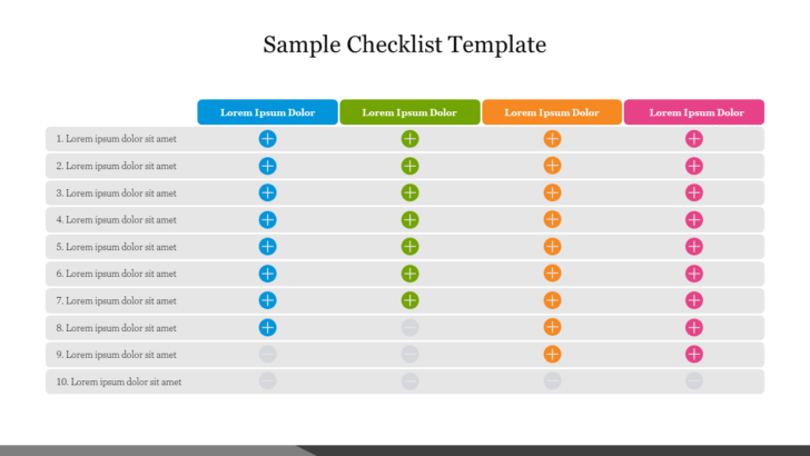 Checklist Sample Template