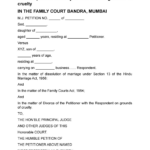 Divorce Petition Forma Wife On The Grounds Of Cruelty Intended For Divorce Petition Sample Template