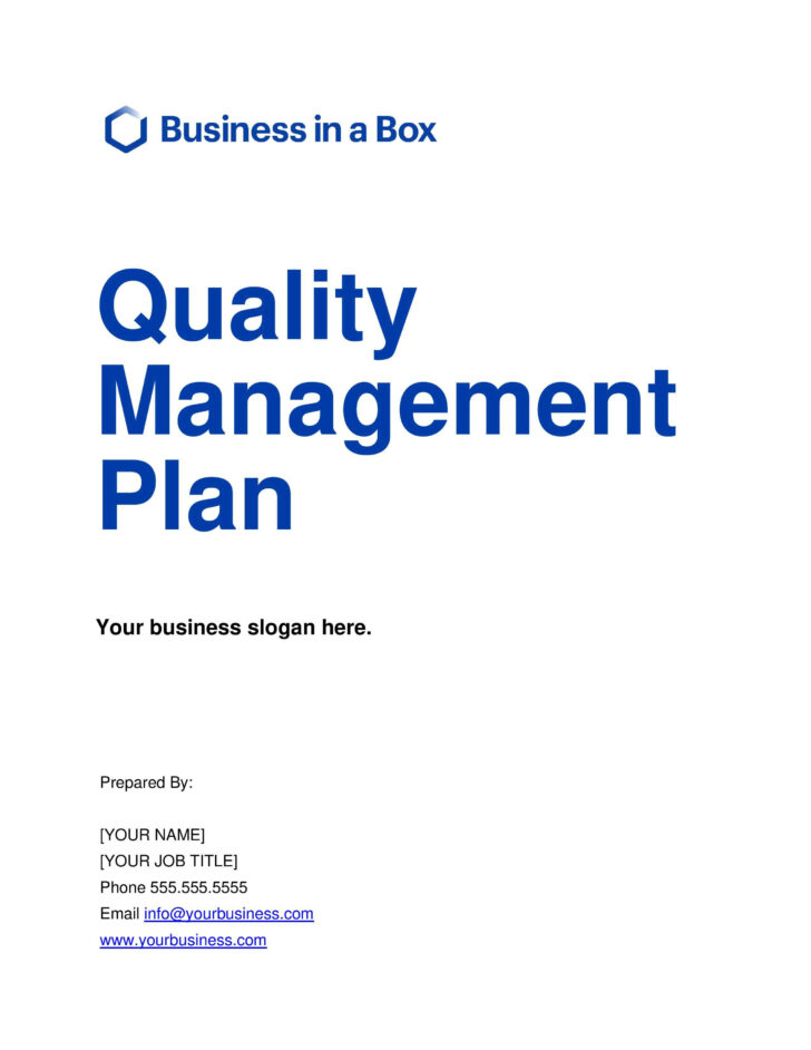 Quality Plan Sample Template