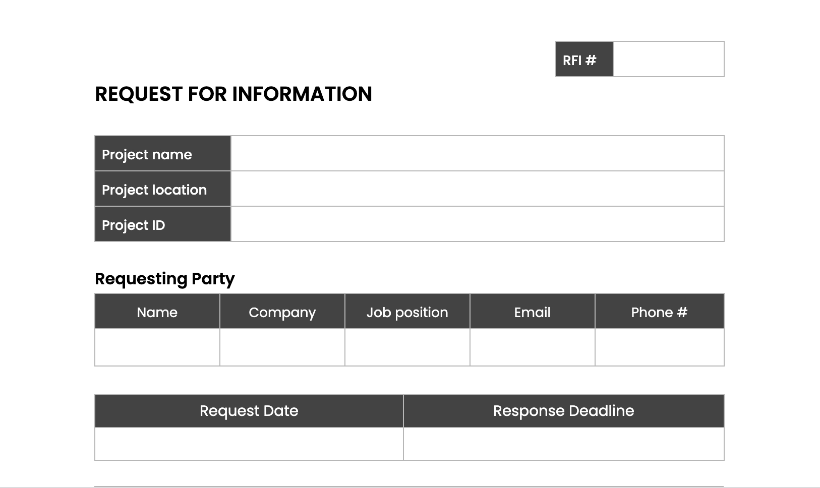 Download 10 Free Construction Rfi Templates For Everything You Need inside RFI Sample Template