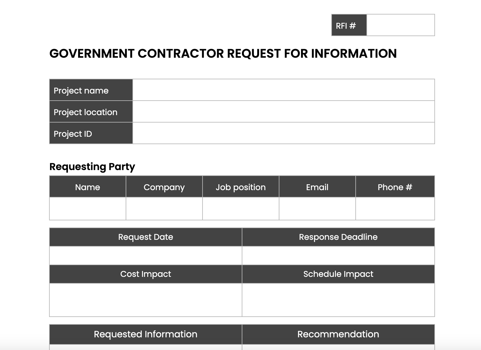 Download 10 Free Construction Rfi Templates For Everything You Need throughout Rfi Sample Template