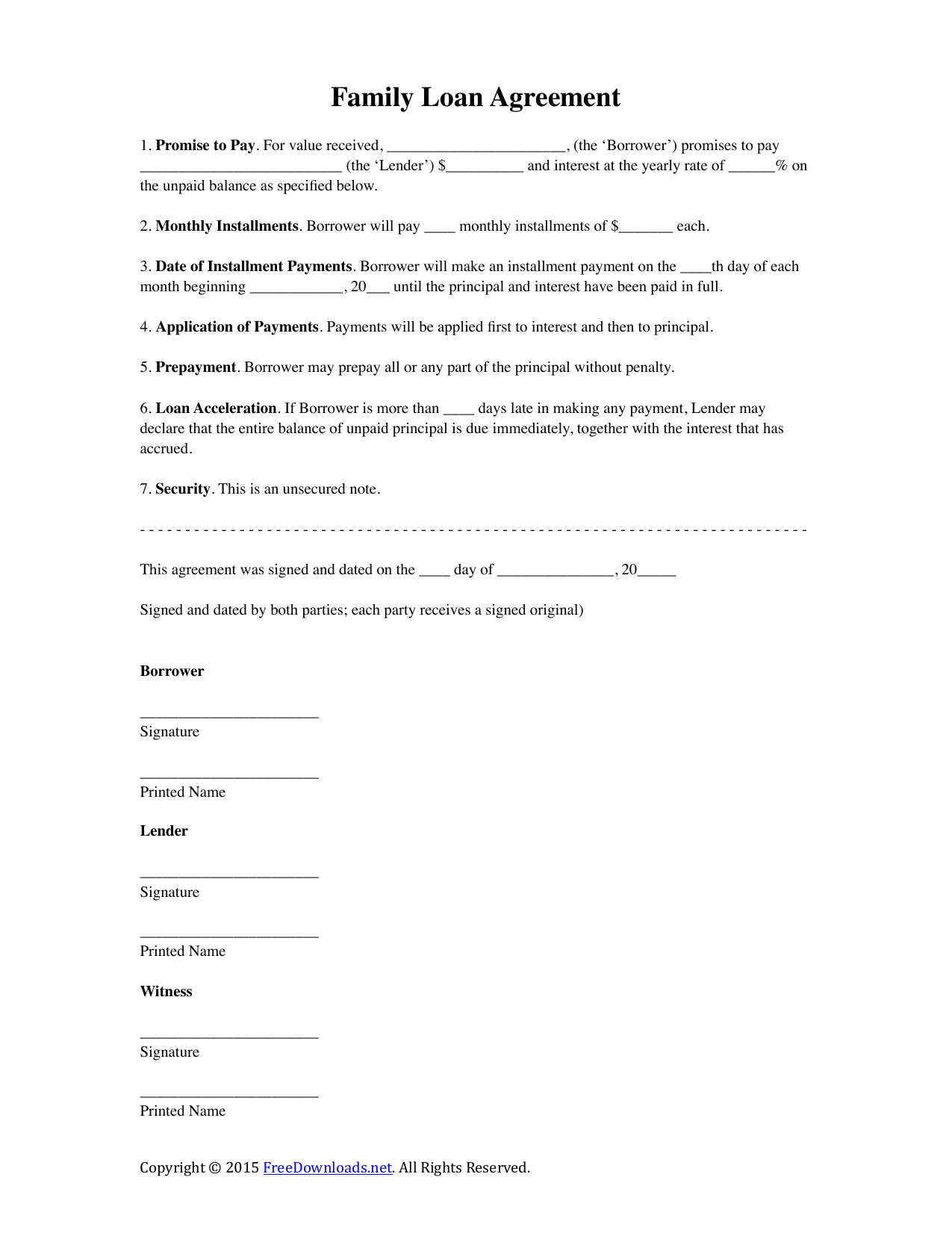 Download Family Loan Agreement Template | Pdf | Rtf | Word pertaining to Family Loan Agreement Sample Template