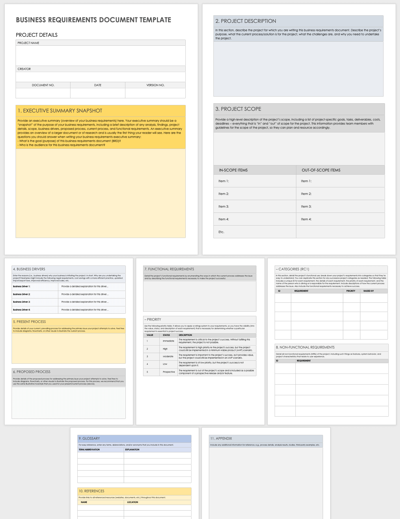 Download Free Brd Templates | Smartsheet for Brd Sample Template