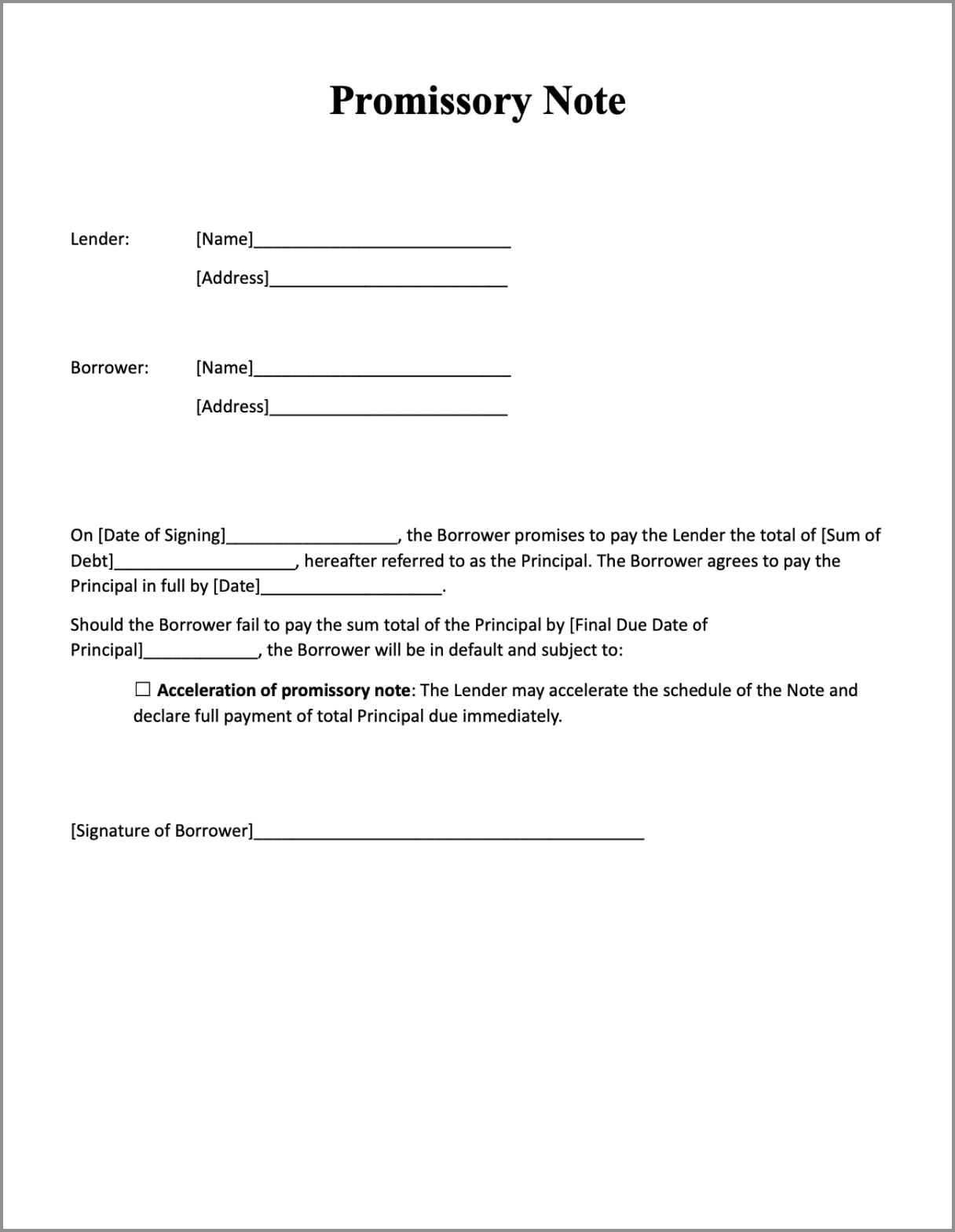 Download Free Promissory Note Template In Word And Pdf | Signeasy throughout Free Promissory Note Sample Template