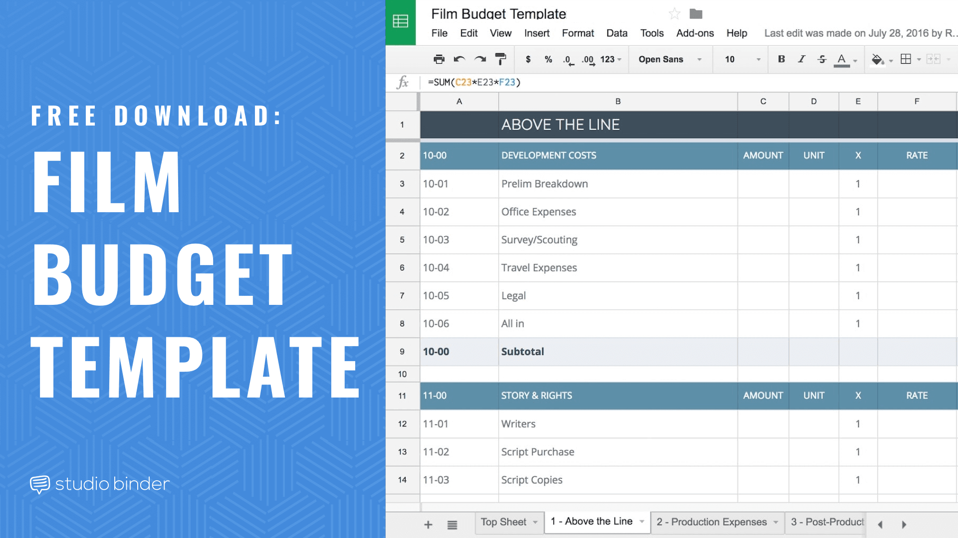 Download Your Free Film Budget Template For Film &amp;amp; Video Production in Film Budget Template Sample