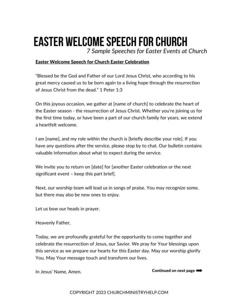 Easter Welcome Speech For Church: 7 Free Templates intended for Welcome Speech Template Sample