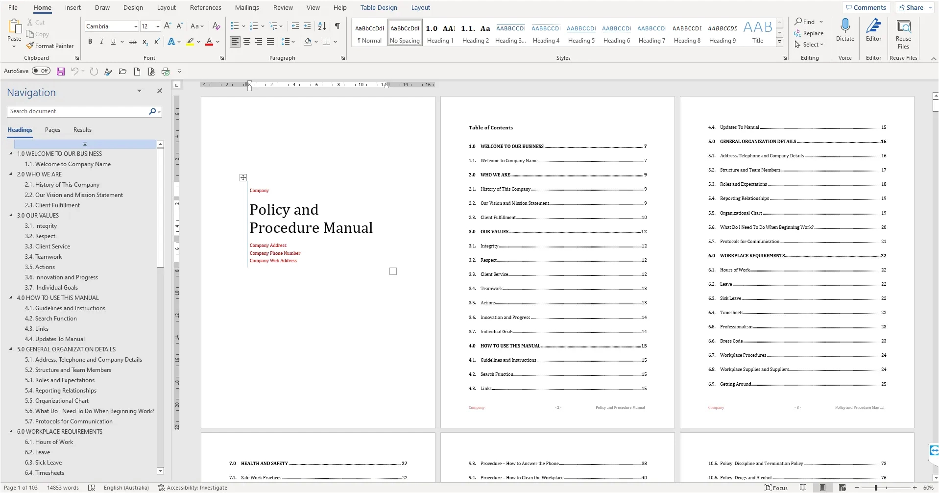 Easy Microsoft Word Policy And Procedure Manual Template for Policy And Procedure Manual Sample Template