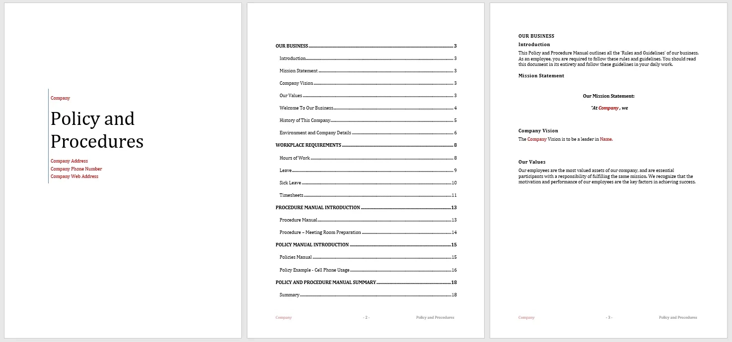 Easy Microsoft Word Policy And Procedure Manual Template regarding Procedure Manual Sample Template