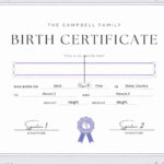 Editable Certificate Of Birth Certificate Template, Baby Certificate, Baby  Gift, Baby Keepsake, Editable Canva Template   Digital Download For Birth Certificate Sample Template