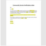 Editable Community Service Verification Letter Template, Community Within Community Service Letter Template Sample