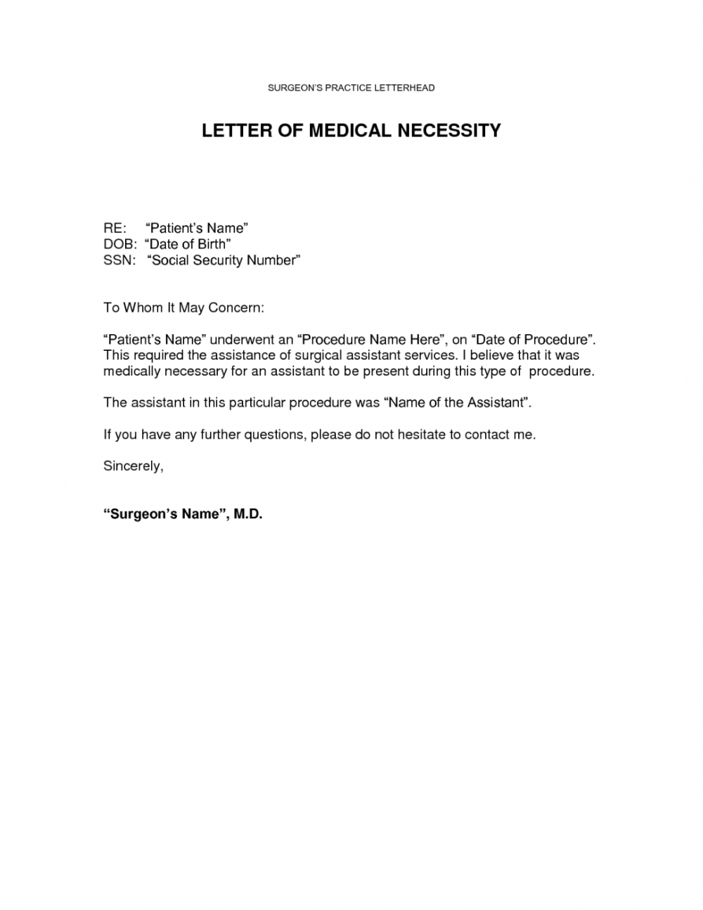 Editable Letter Of Medical Necessity Fsa Template Download Medical pertaining to Medically Necessary Letter Of Medical Necessity Sample Template