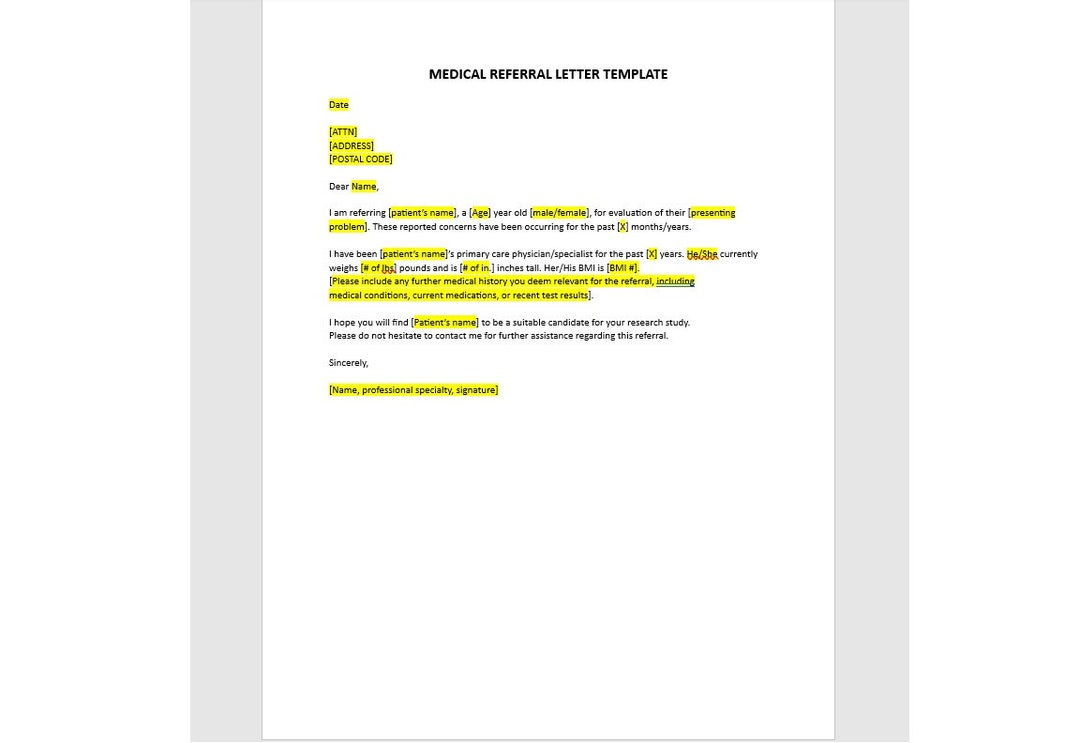 Editable Medical Referral Letter Template, Referral Letter in Medical Referral Letter Template Sample