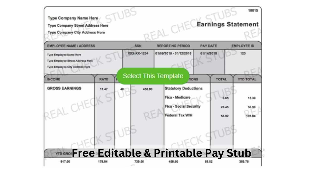 Editable Pay Stub Templates | Customizable Check Stubs | Download throughout Check Stub Template Sample Free