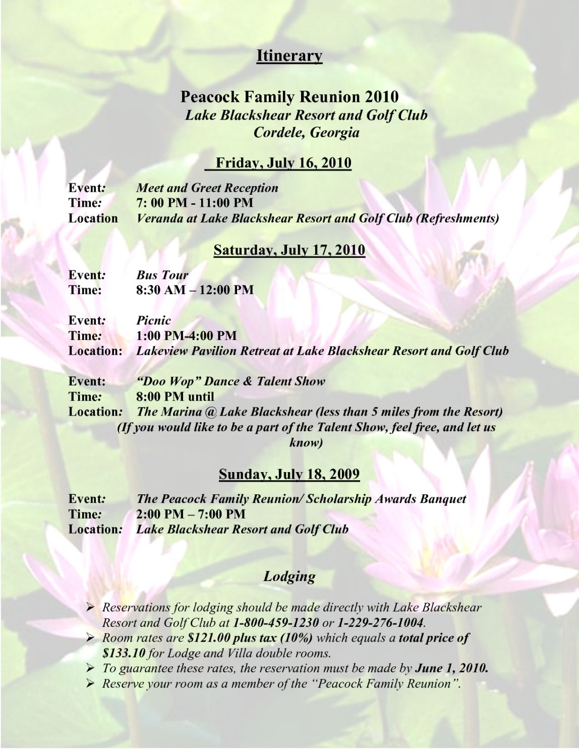 Editable Sample Family Reunion Program Templates Itinerary Peacock in Family Reunion Program Sample Templates