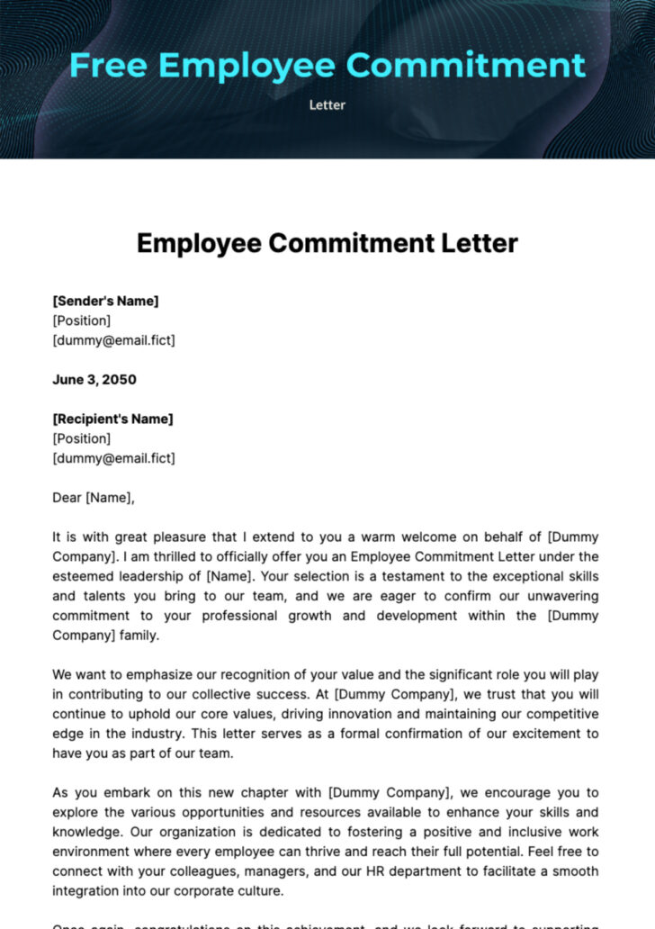 Commitment Letter Template Sample