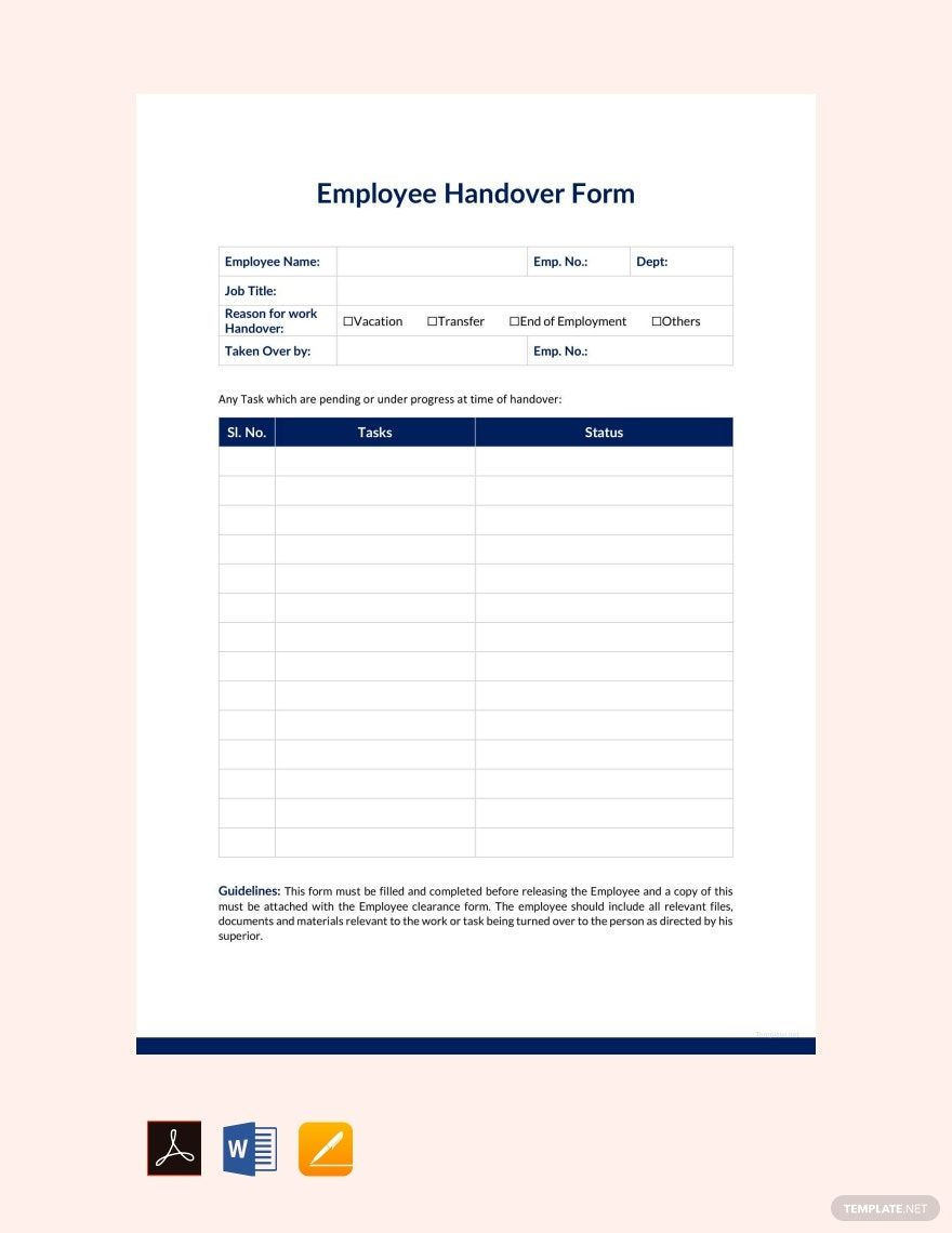 Employee Handover Report Template In Word, Pages, Pdf, Google Docs with Handover Report Sample Template