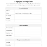 Employee Joining Form Template   Free Download   Easy Legal Docs With Regard To Hr Forms Sample Templates