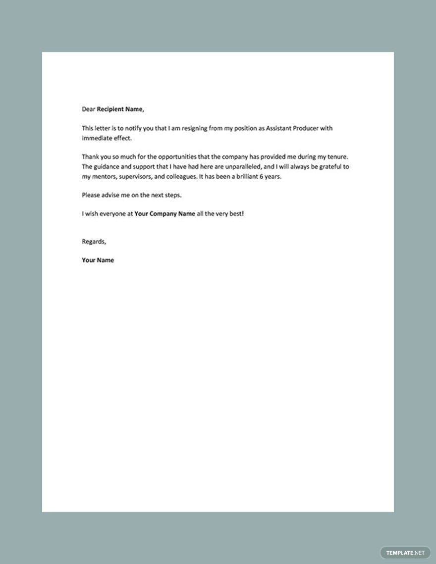 Employee Resignation Letter Template In Word, Google Docs, Pages regarding Free Resignation Letter Sample Templates