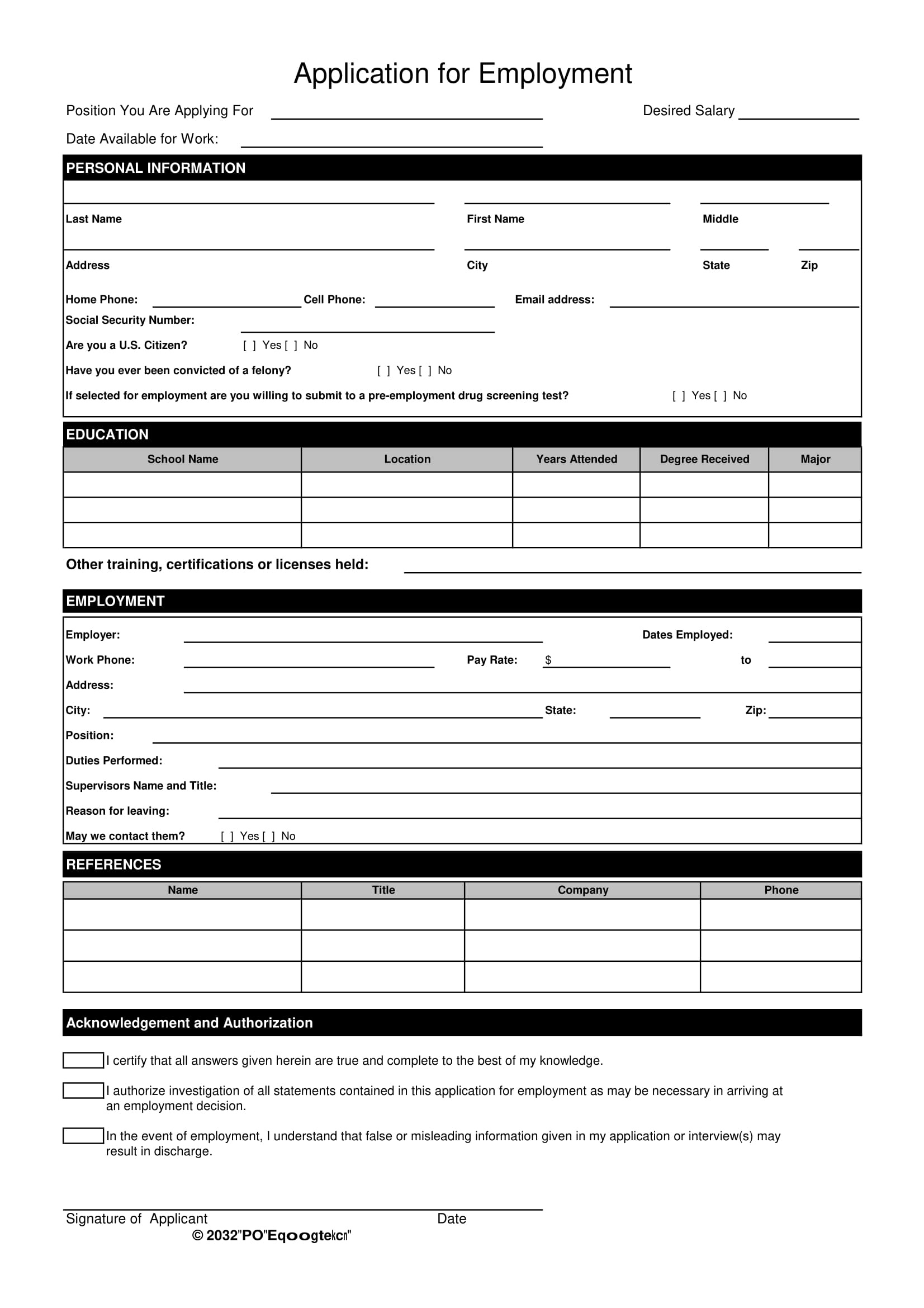 Employment Application Form - 19+ Examples, Format, Pdf in Employment Form Sample Template