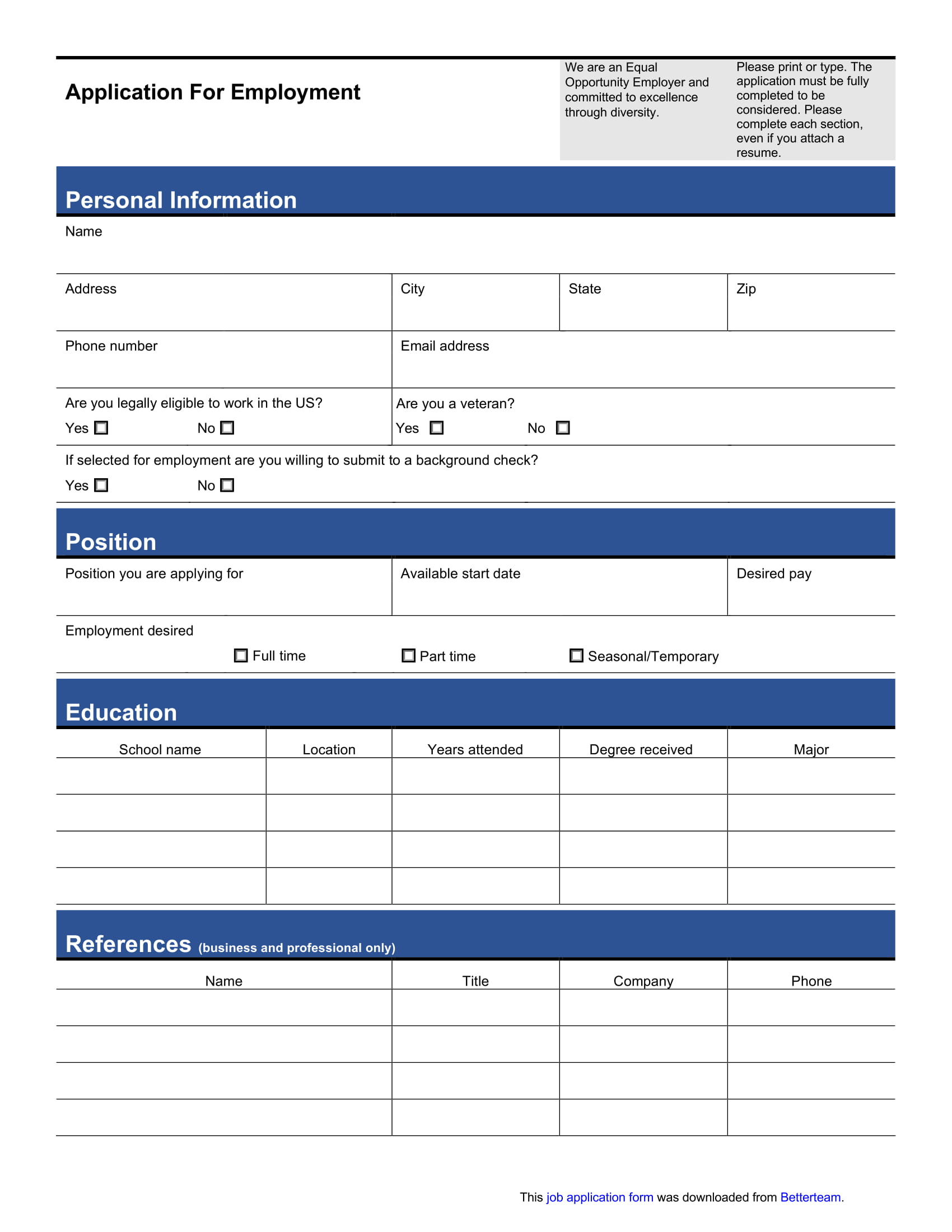 Employment Application Form - 19+ Examples, Format, Pdf within Employment Application Form Template Sample