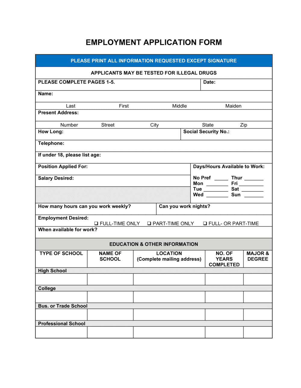 Employment Application Form Template 2024 [Download .Docx with regard to Sample Application Template
