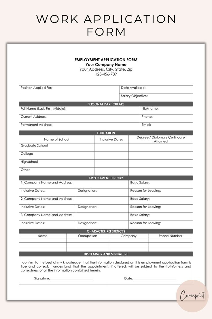 Employment Application Form Template inside Employment Application Form Template Sample