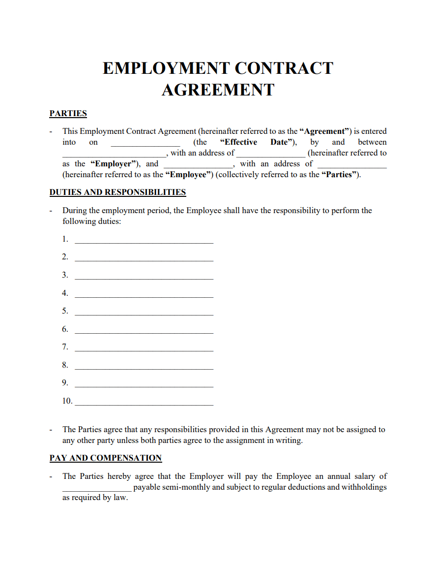 Employment Contract Template &amp;amp; Best Practices | Pdf Agile inside Employee Contract Template Sample