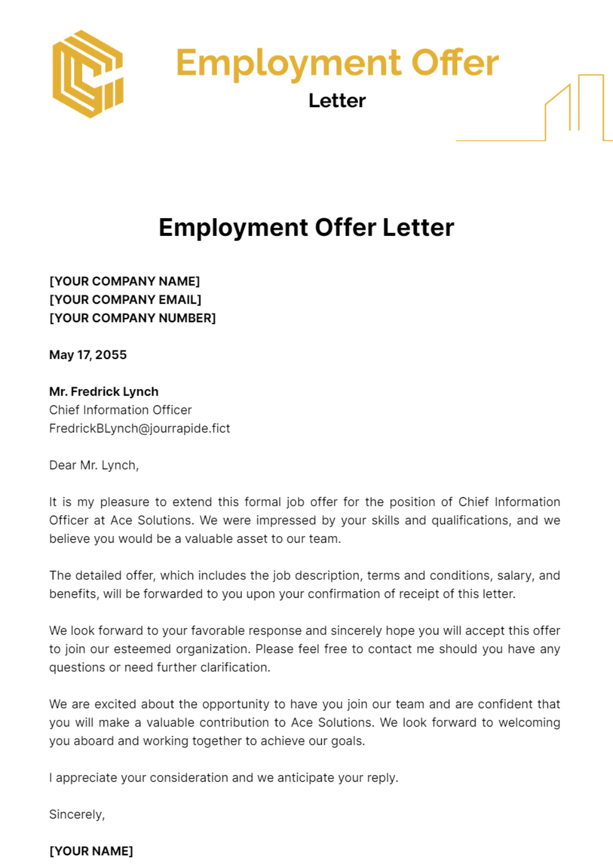 Employment Offer Letter Template - Edit Online &amp;amp; Download Example intended for Job Offer Letter Template Sample