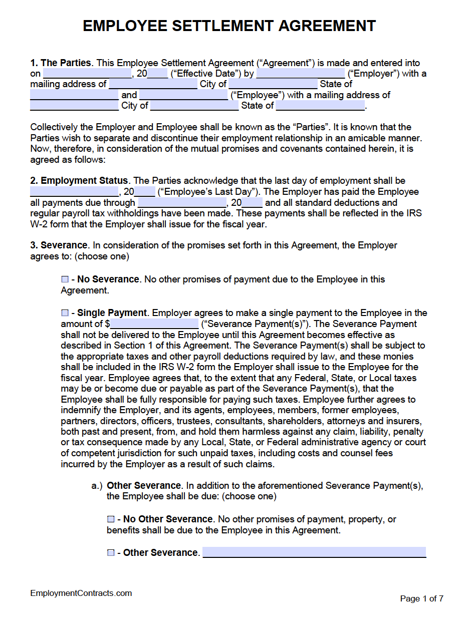 Employment Separation (Severance) Agreement Template | Pdf | Word with regard to Severance Agreement Template Sample