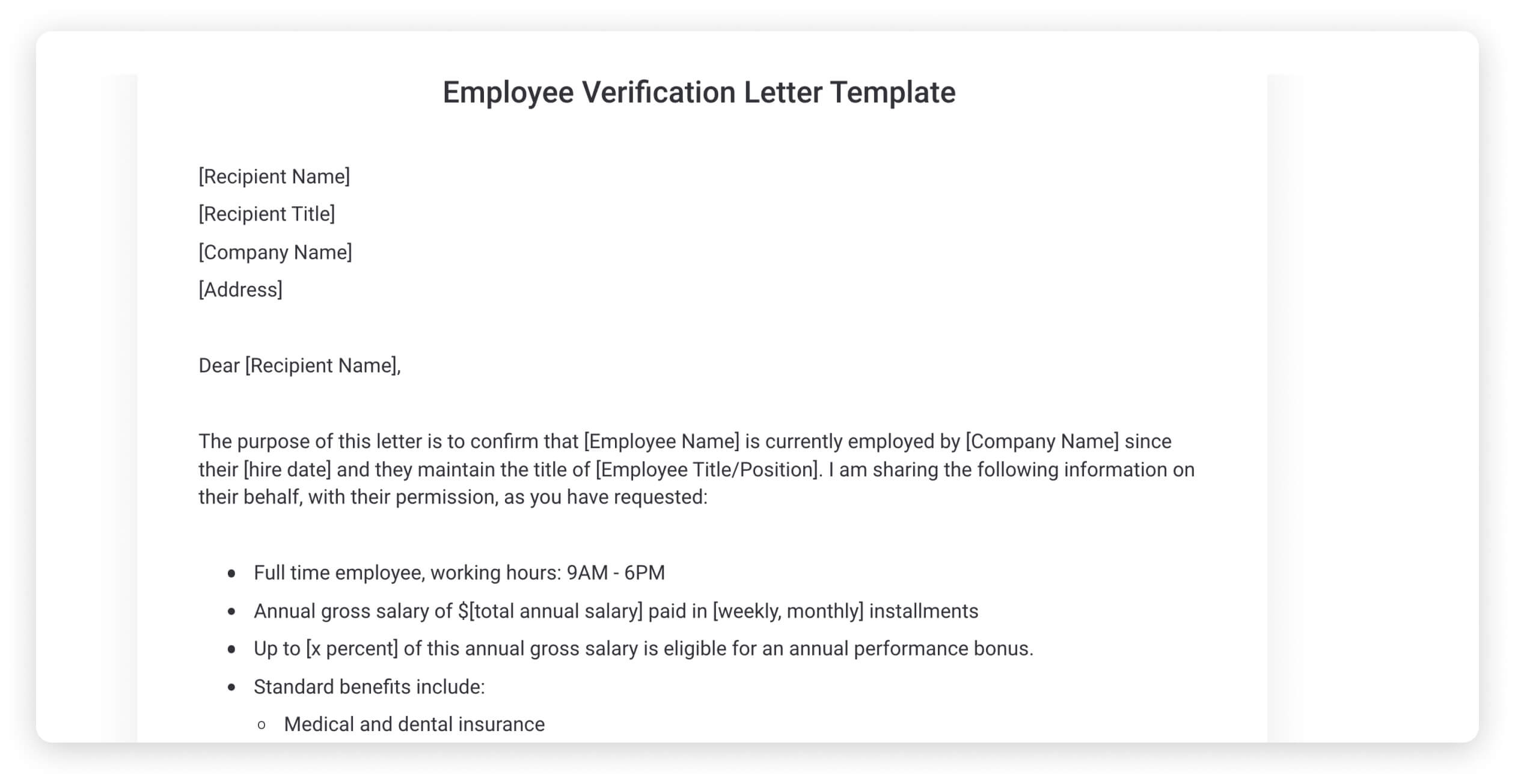 Employment Verification Letter Templates | Monday Blog in Employment Verification Letter Template Sample