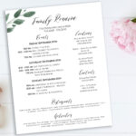 Event Itinerary & Details, Greenery Family Reunion Weekend Inside Family Reunion Program Sample Templates