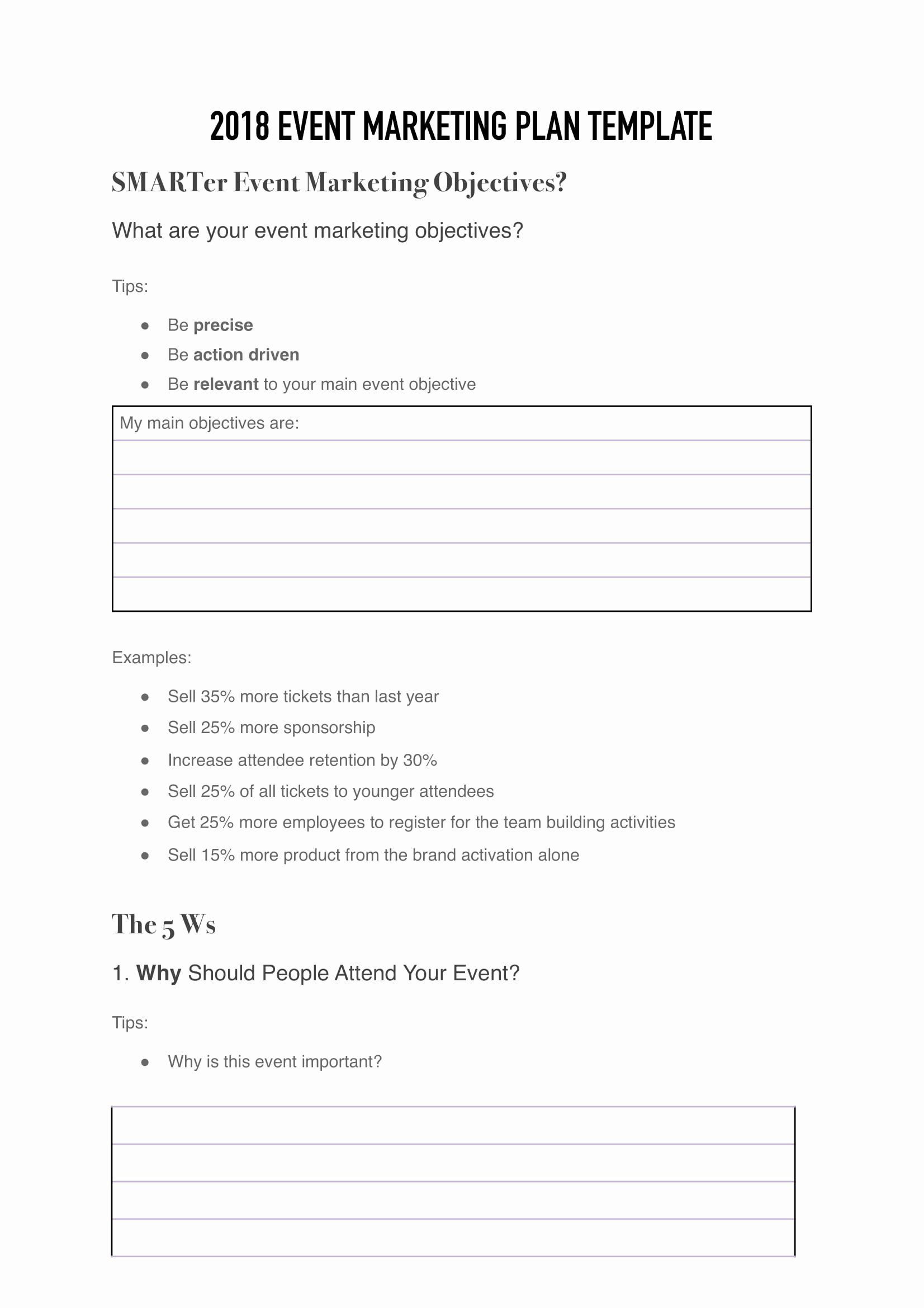 Event Marketing Plan Template within Event Marketing Plan Template Sample