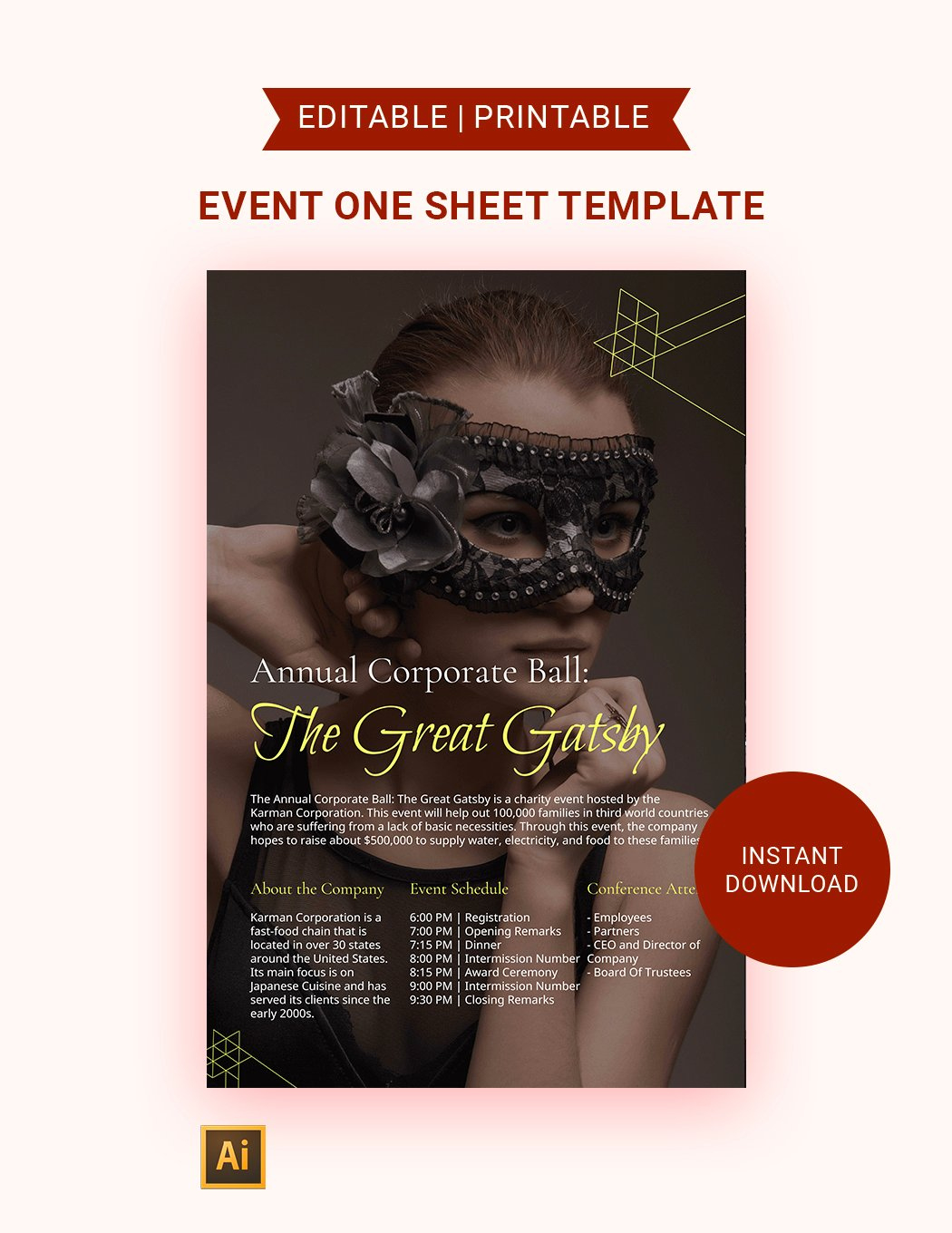 Event One Sheet Template In Illustrator, Word, Publisher, Google with One Sheet Template Sample