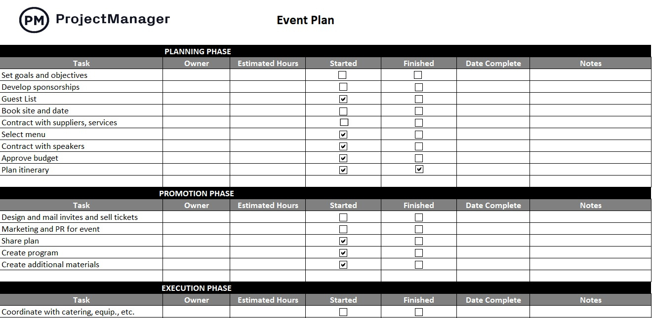 Event Plan Template For Excel (Free Download) - Projectmanager for Event Plan Sample Template