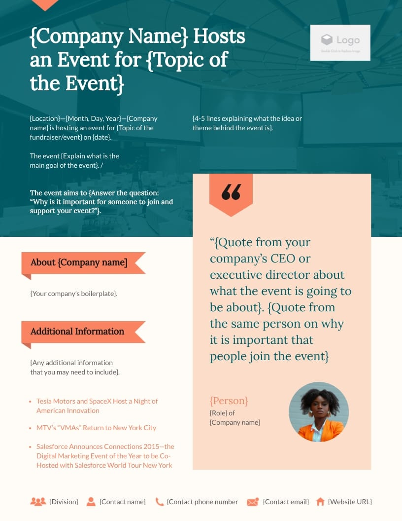 Event Press Release Template | Visme pertaining to Event Press Release Template Sample