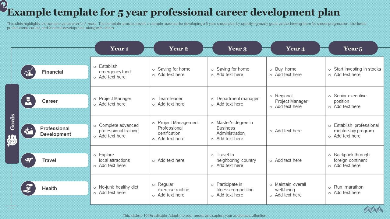 Example Template For 5 Year Professional Career Development Plan in Professional Development Plan Sample Template